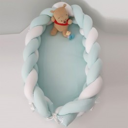 Baby Oliver Φωλιά με αποσπώμενη πλεξούδα Λευκή-Μέντα des.130 ΦΩΛΙΑ